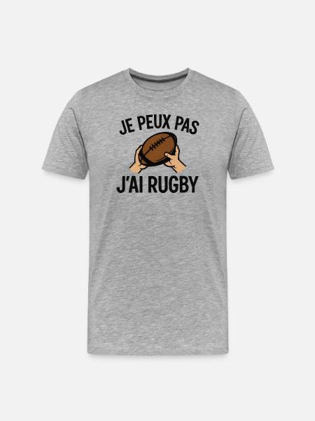 Je peux pas j'ai rugby - T-shirt bio Premium Homme - gris chiné