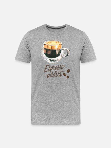 Espresso-Süchtiger – Aquarell-Kaffeekunst - Männer Premium Bio T-Shirt - Grau meliert