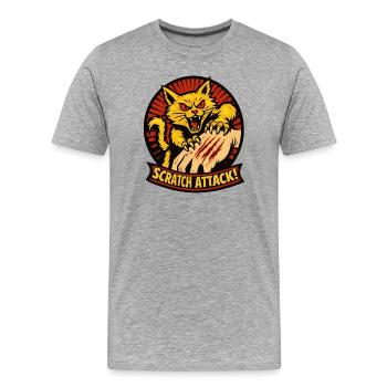 Scratch Attack Wütende Katzenklauen-Design - Männer Premium Bio T-Shirt - Grau meliert - Vorne - Damien (186cm)