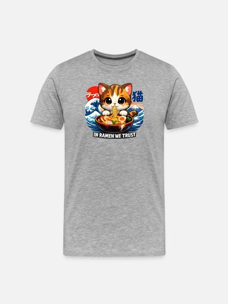Cat in Ramen we trust - Men's Premium Organic T-Shirt - heather grey