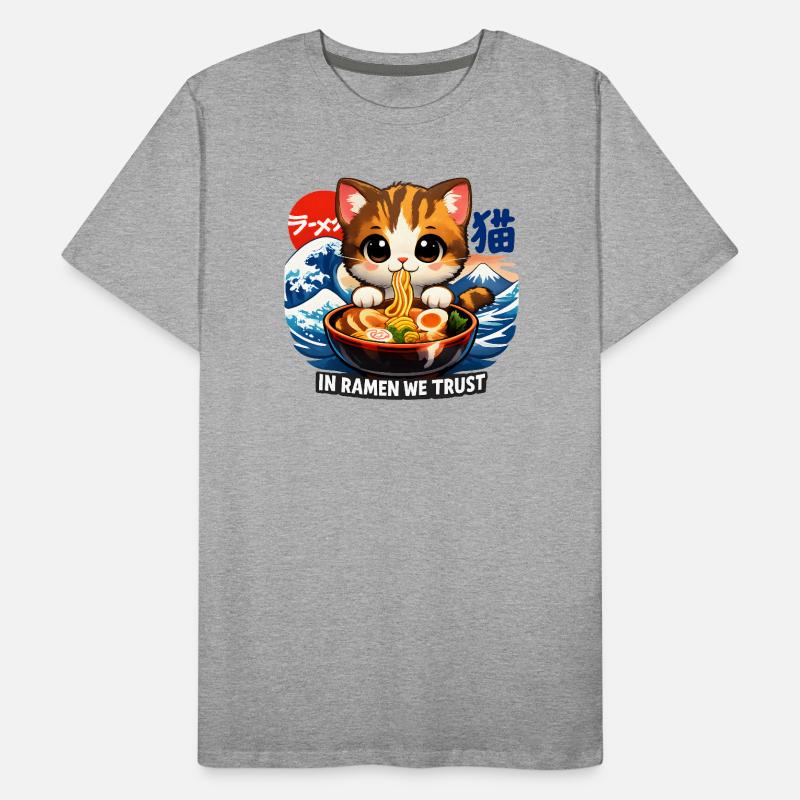 On a confiance en un chat dans le ramen T-shirt bio Premium Homme