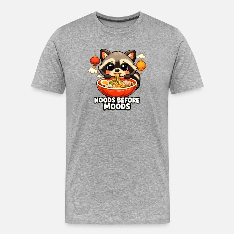 Ramen Noods Before Moods Waschbär - Männer Premium Bio T-Shirt - Grau meliert