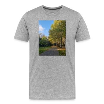 Chemin d’automne à travers Lauballee - T-shirt bio Premium Homme - gris chiné - Devant - Damien (186cm)