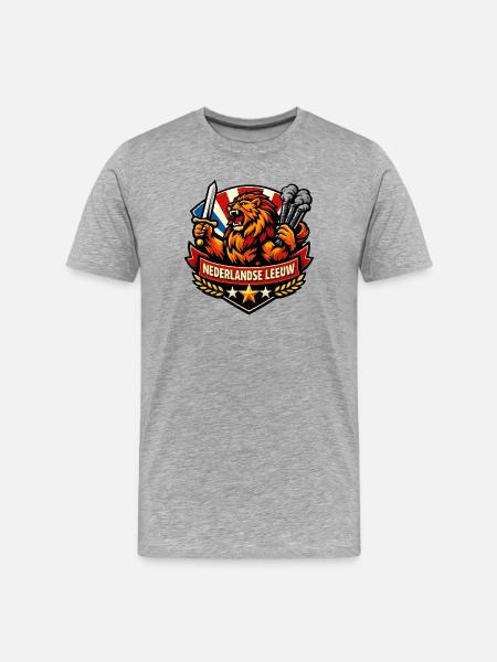 Lion hollandais avec épée et fumée - T-shirt bio Premium Homme - gris chiné