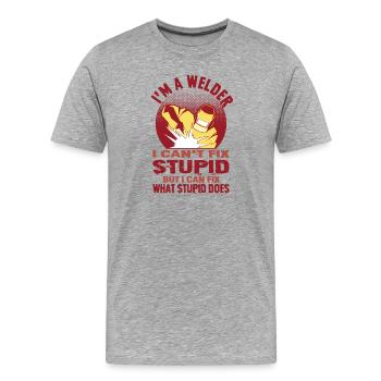 Schweißer Spruch Geschenke Für Metallbauer  - Männer Premium Bio T-Shirt - Grau meliert - Vorne - Damien (186cm)