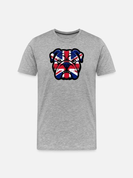 Union Jack Bulldog Portrait - Men's Premium Organic T-Shirt - heather grey