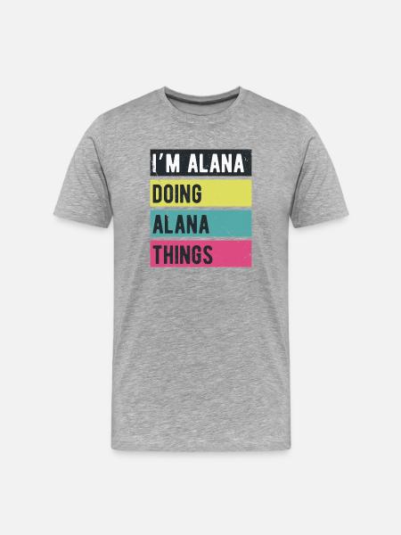 Jeg er Alana, der laver Alana-ting retrofarver - Herre Premium T-shirt økologisk - grå meleret