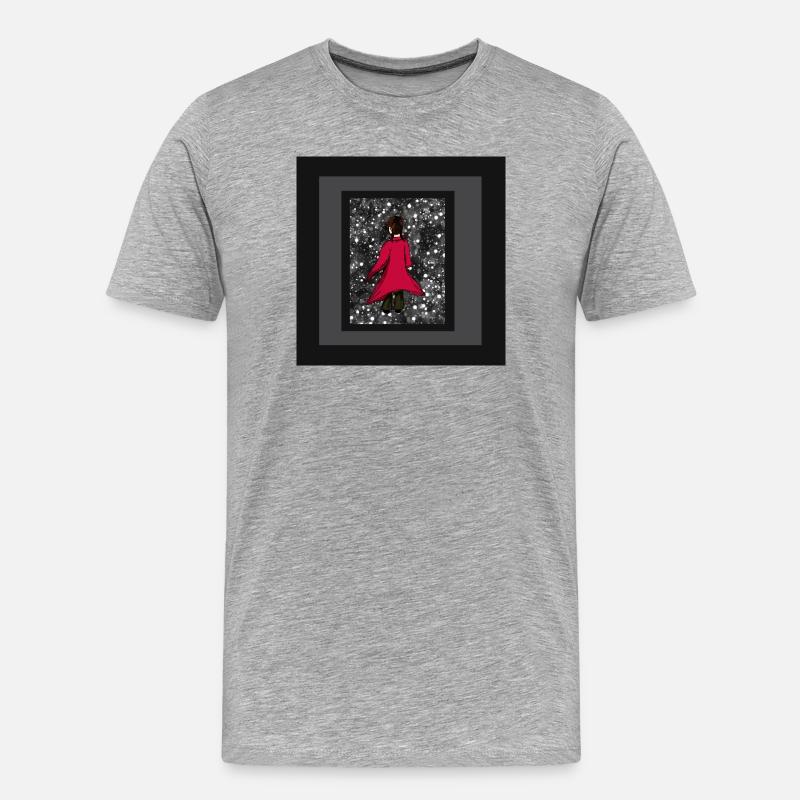 Anime_Roter Mantel  - Männer Premium Bio T-Shirt - Grau meliert
