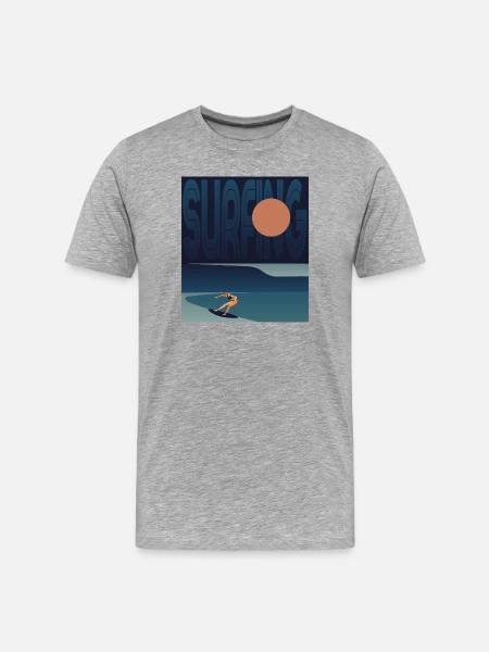 SURFER WAVE - Men's Premium Organic T-Shirt - heather grey