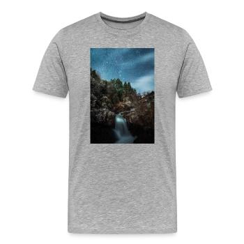 Orion-Sternbild über einem erstaunlichen Fluss - Männer Premium Bio T-Shirt - Grau meliert - Vorne - Damien (186cm)