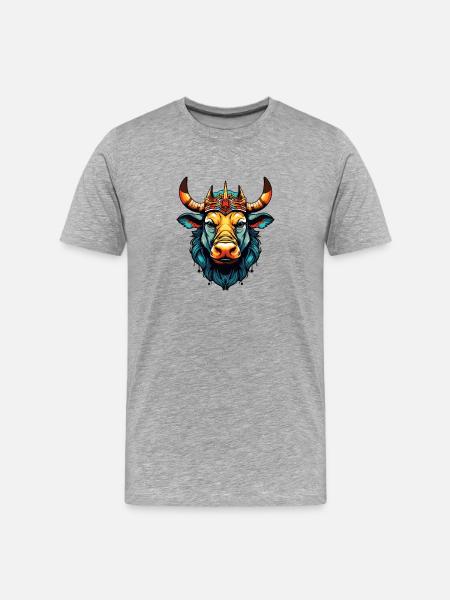 Taurus Comic King - Men's Premium Organic T-Shirt - heather grey