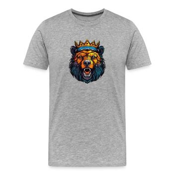 Royal Bear Crown King - Men's Premium Organic T-Shirt - heather grey - Front - Damien (186cm)