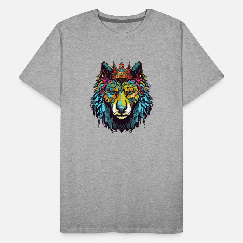 Wolf Comic Krone Männer Premium Bio T-Shirt