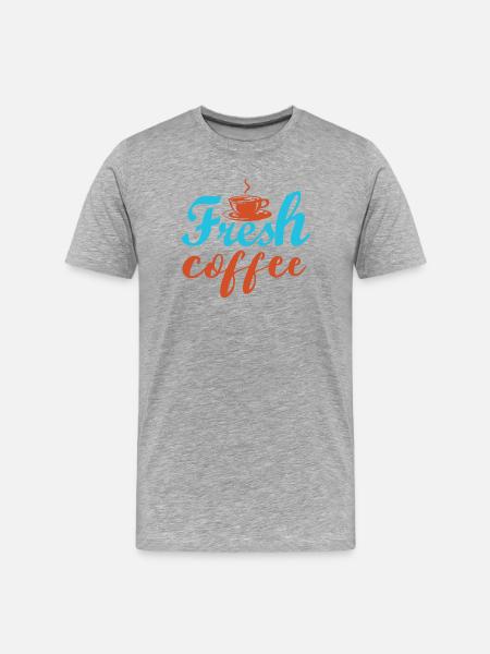 Frischer Kaffee – bunte Inschriften - Männer Premium Bio T-Shirt - Grau meliert