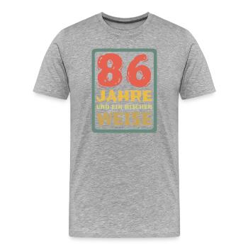 Age 86 - Men's Premium Organic T-Shirt - heather grey - Front - Damien (186cm)