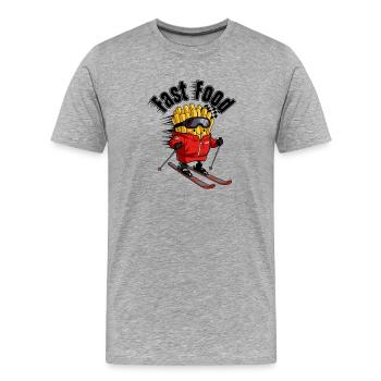 Frites de ski fast-food - T-shirt bio Premium Homme - gris chiné - Devant - Damien (186cm)