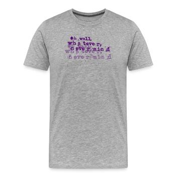 Explosion typographique grunge violette - laisse tomber - T-shirt bio Premium Homme - gris chiné - Devant - Damien (186cm)