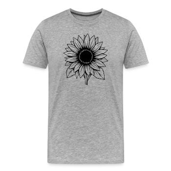 Fleur Fleur Noire Fleurs de Tournesol Fleurs - T-shirt bio Premium Homme - gris chiné - Devant - Damien (186cm)
