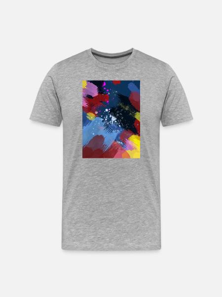 Farbexplosion Tintenstreifen - Männer Premium Bio T-Shirt - Grau meliert