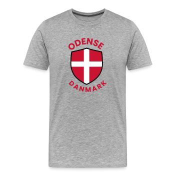 Blason du drapeau du Danemark d’Odense - T-shirt bio Premium Homme - gris chiné - Devant - Damien (186cm)