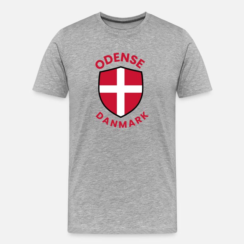 Blason du drapeau du Danemark d’Odense - T-shirt bio Premium Homme - gris chiné