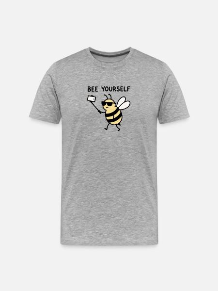 Selfie Bee with Sunglasses - Bee Yourself - Men's Premium Organic T-Shirt - heather grey