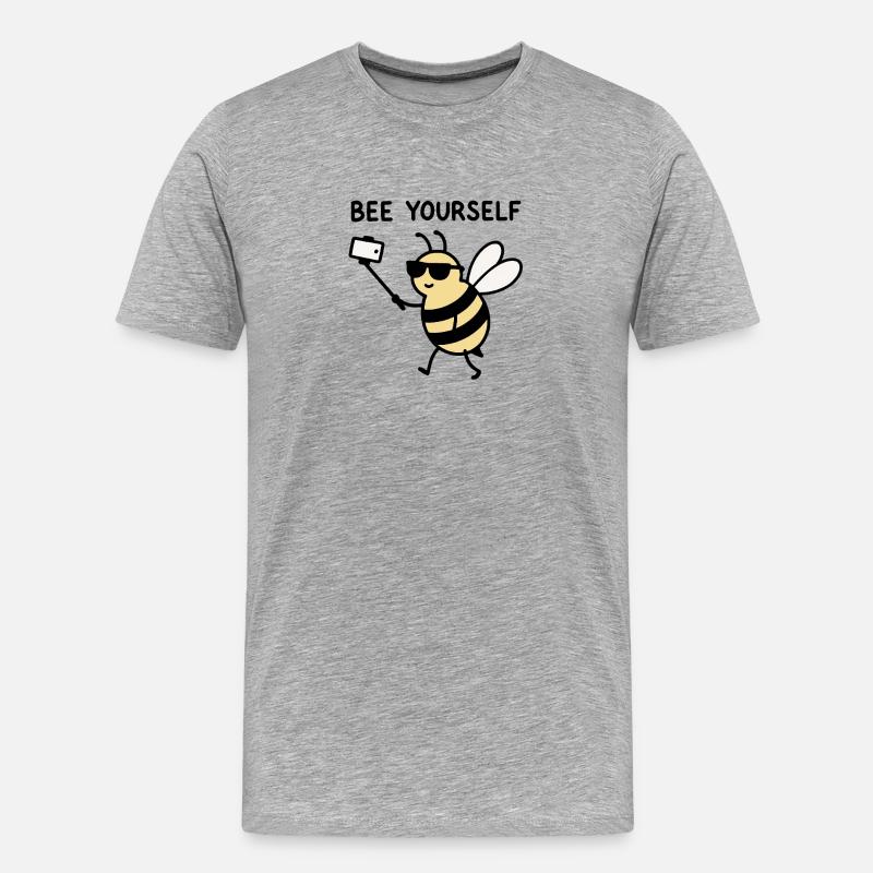 Selfie-Biene mit Sonnenbrille - Bee Yourself - Männer Premium Bio T-Shirt - Grau meliert