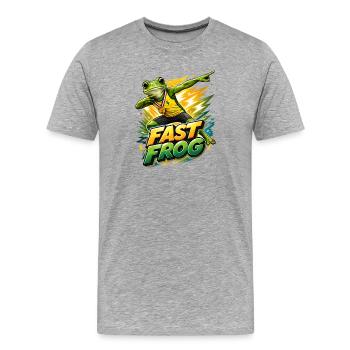 Frosch mit Goldmedaille - Männer Premium Bio T-Shirt - Grau meliert - Vorne - Damien (186cm)