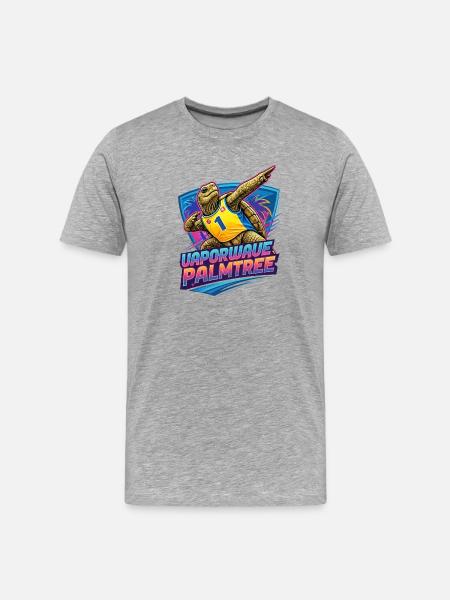 Neon Surf Turtle Palmtree - Men's Premium Organic T-Shirt - heather grey