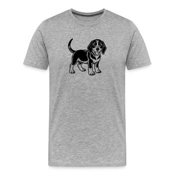 Amerikanisch-Englischer Coonhound - Männer Premium Bio T-Shirt - Grau meliert - Vorne - Damien (186cm)