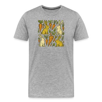 Illustration des lapins du jardin de carottes - T-shirt bio Premium Homme - gris chiné - Devant - Damien (186cm)