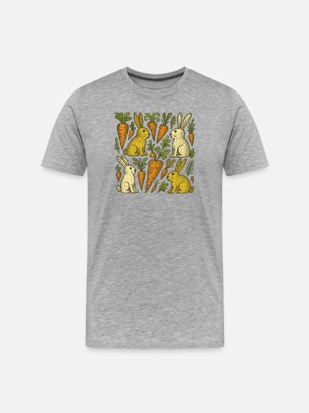 Karottengartenhasen-Illustration - Männer Premium Bio T-Shirt - Grau meliert