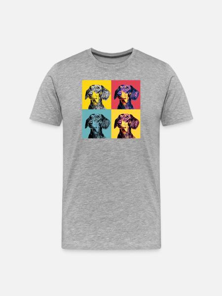 Pop Art Dachshund Quad - Men's Premium Organic T-Shirt - heather grey
