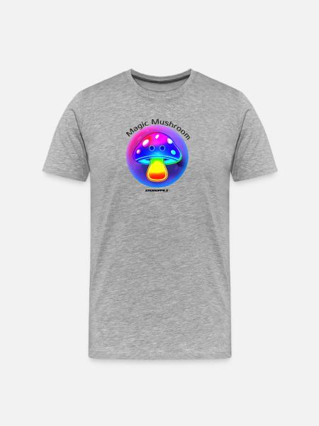 Glowing Rainbow Mushroom Neon - Men's Premium Organic T-Shirt - heather grey