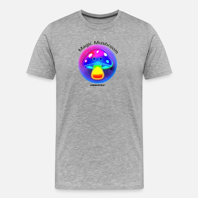 Leuchtender Regenbogenpilz Neon - Männer Premium Bio T-Shirt - Grau meliert