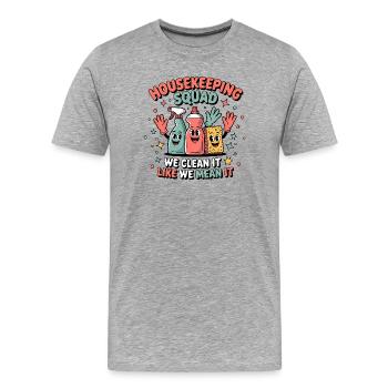 Lustiges Putzen Design - Männer Premium Bio T-Shirt - Grau meliert - Vorne - Damien (186cm)