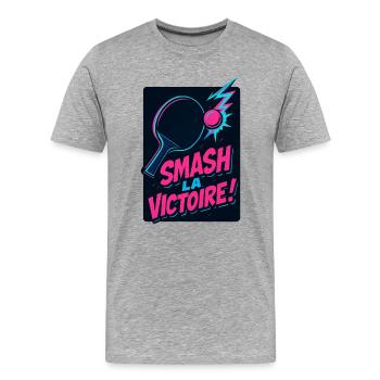 Smash la victoire ! Ping Pong - T-shirt bio Premium Homme - gris chiné - Devant - Damien (186cm)