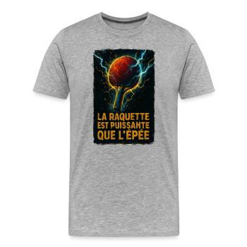 Smash la victoire ! Ping Pong - T-shirt bio Premium Homme - gris chiné - Devant - Damien (186cm)