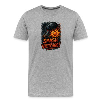 Smash la victoire ! Ping Pong - T-shirt bio Premium Homme - gris chiné - Devant - Damien (186cm)
