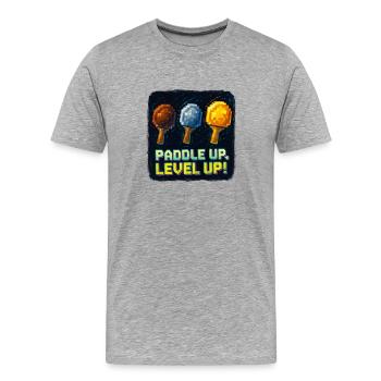 Paddle Up, Level Up Ping Pong - T-shirt bio Premium Homme - gris chiné - Devant - Damien (186cm)