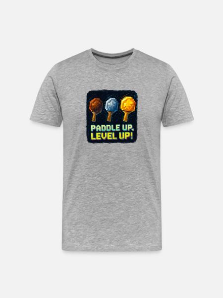 Paddle Up, Level Up Ping Pong - Men's Premium Organic T-Shirt - heather grey