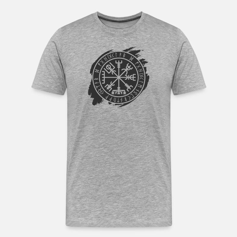 Vegvisir Wikinger Kompass - Männer Premium Bio T-Shirt - Grau meliert