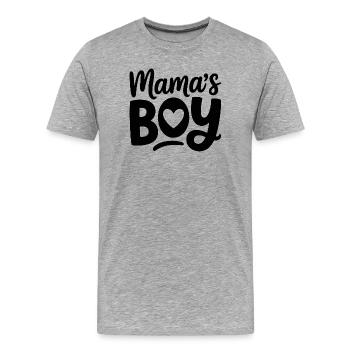 Mama's Boy with a heart in letters - Men's Premium Organic T-Shirt - heather grey - Front - Damien (186cm)