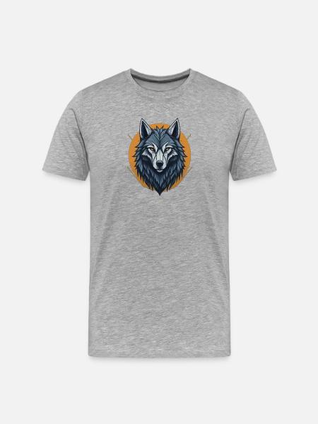 Mystic Wolf - Männer Premium Bio T-Shirt - Grau meliert