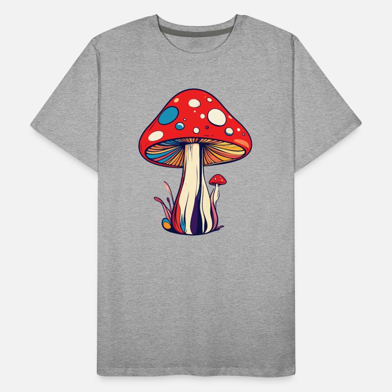 Colorful Flies Mushroom Psychedelic Pattern Mushrooms Men's Premium Organic T-Shirt