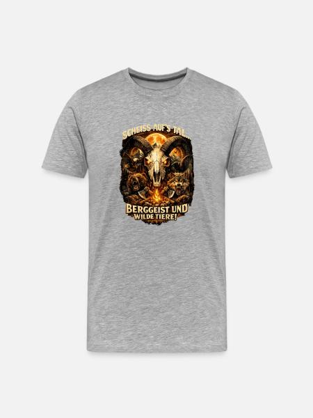 Berggeist und Wilde Tiere - Männer Premium Bio T-Shirt - Grau meliert