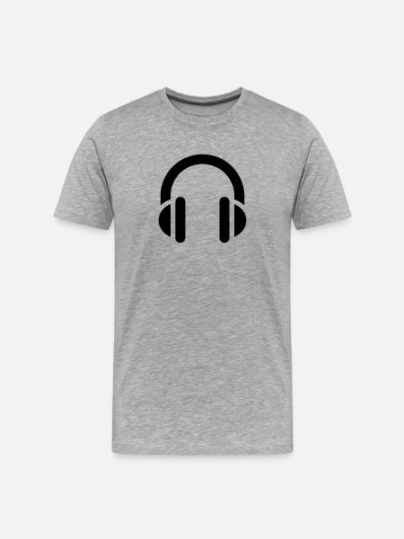 Musik und Rhythmus, Kopfhörer, Logo-Ohrhörer - Männer Premium Bio T-Shirt - Grau meliert