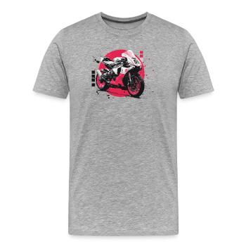 Moto de sport - T-shirt bio Premium Homme - gris chiné - Devant - Damien (186cm)