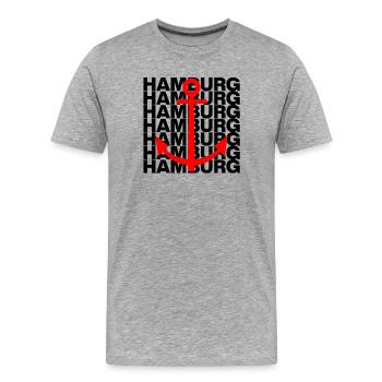 HAMBURG ANKER – HAFEN POWER! MOIN, HAFEENLIEBE - Männer Premium Bio T-Shirt - Grau meliert - Vorne - Damien (186cm)