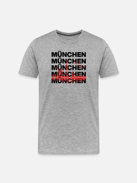 MÜNCHEN SKYLINE, MÜNCHENLIEBE ISARLOVE - Männer Premium Bio T-Shirt - Grau meliert